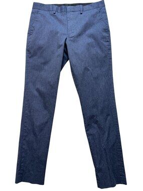 Express Men's Extra Slim Dress Pants Flat Front Size 30x32 Blue Solid Pockets